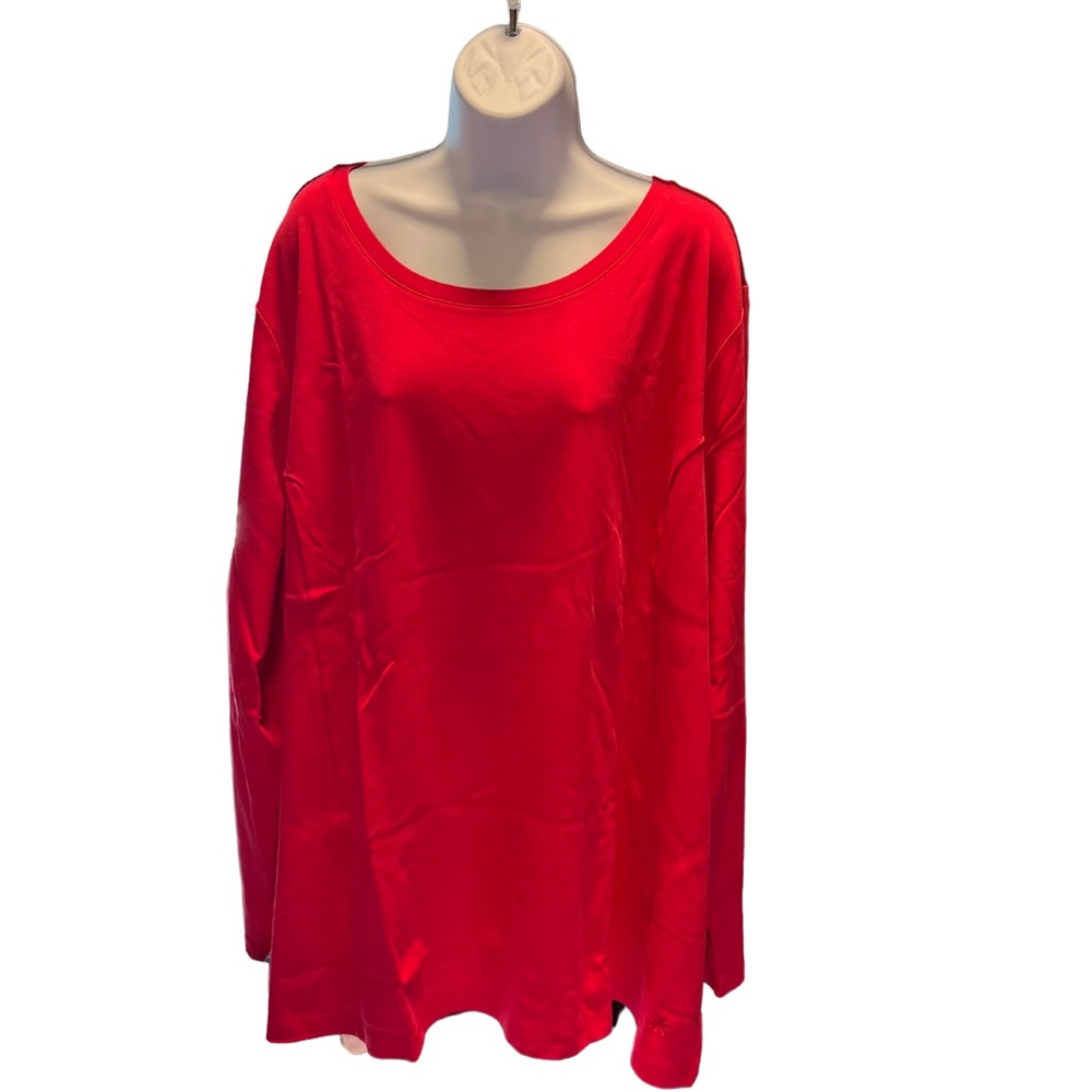 Isaac Mizrahi Live!  Women's Top Plus Sz 5X Essentials Pima Cotton Deep Red